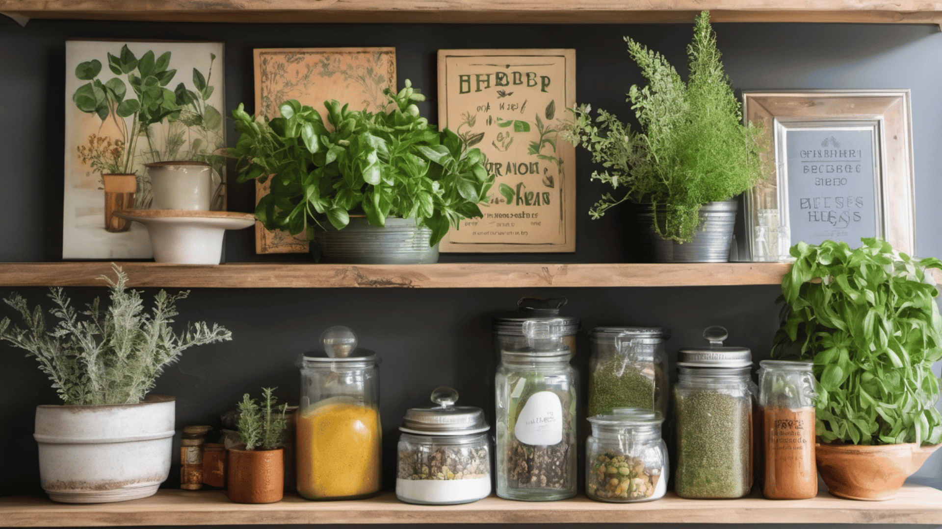 Essential items to include in kitchen shelf decor