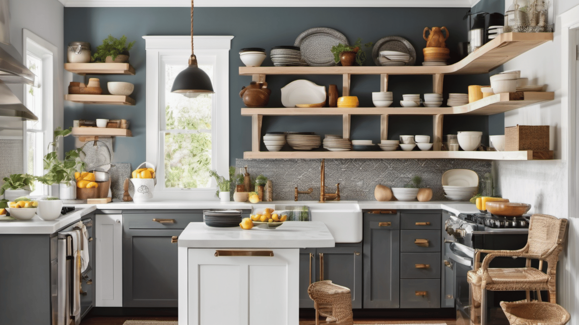Incorporating color and texture into kitchen shelf decor